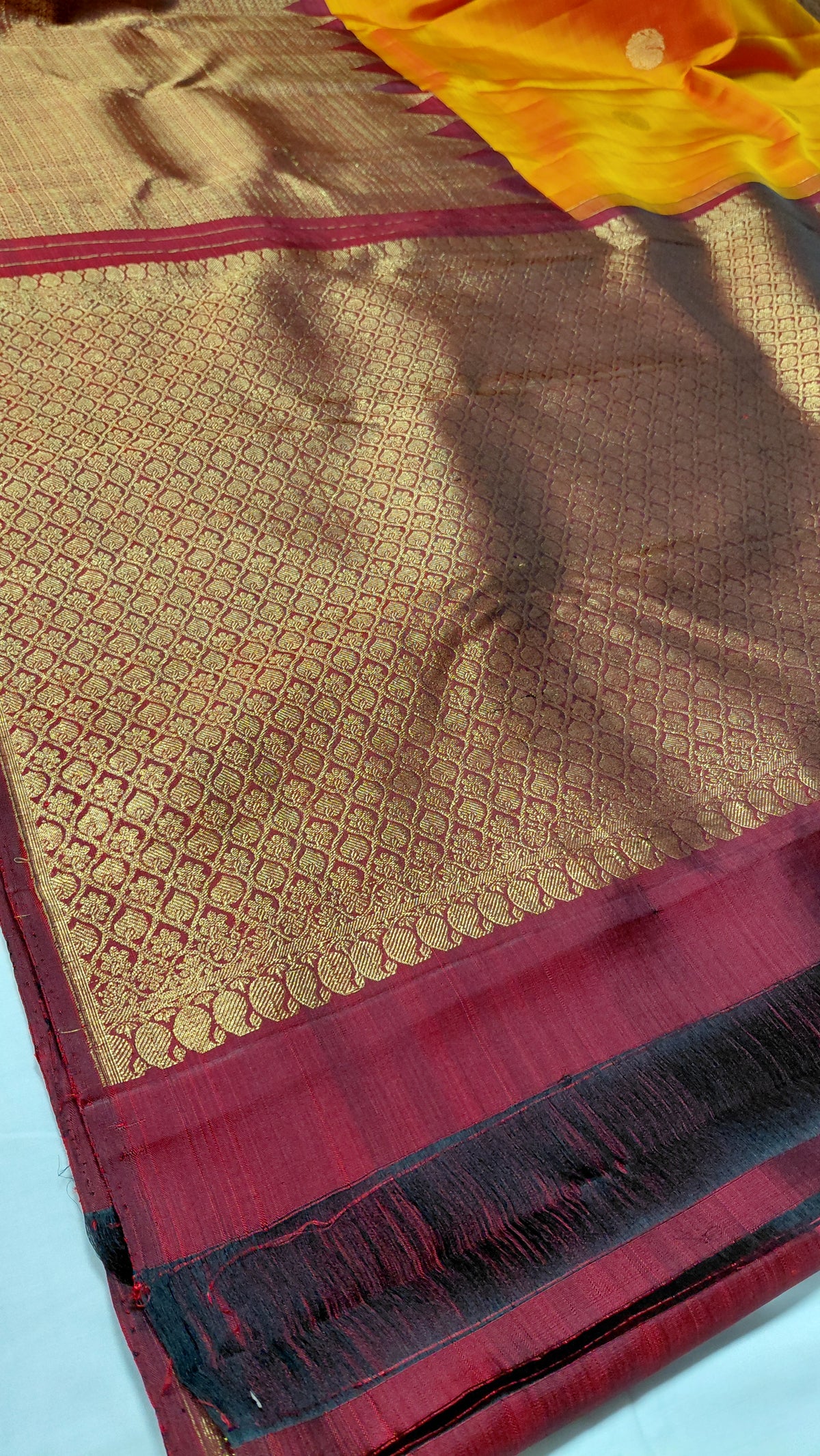 Orange Pure Silk Kanjivaram Heavy Handmade