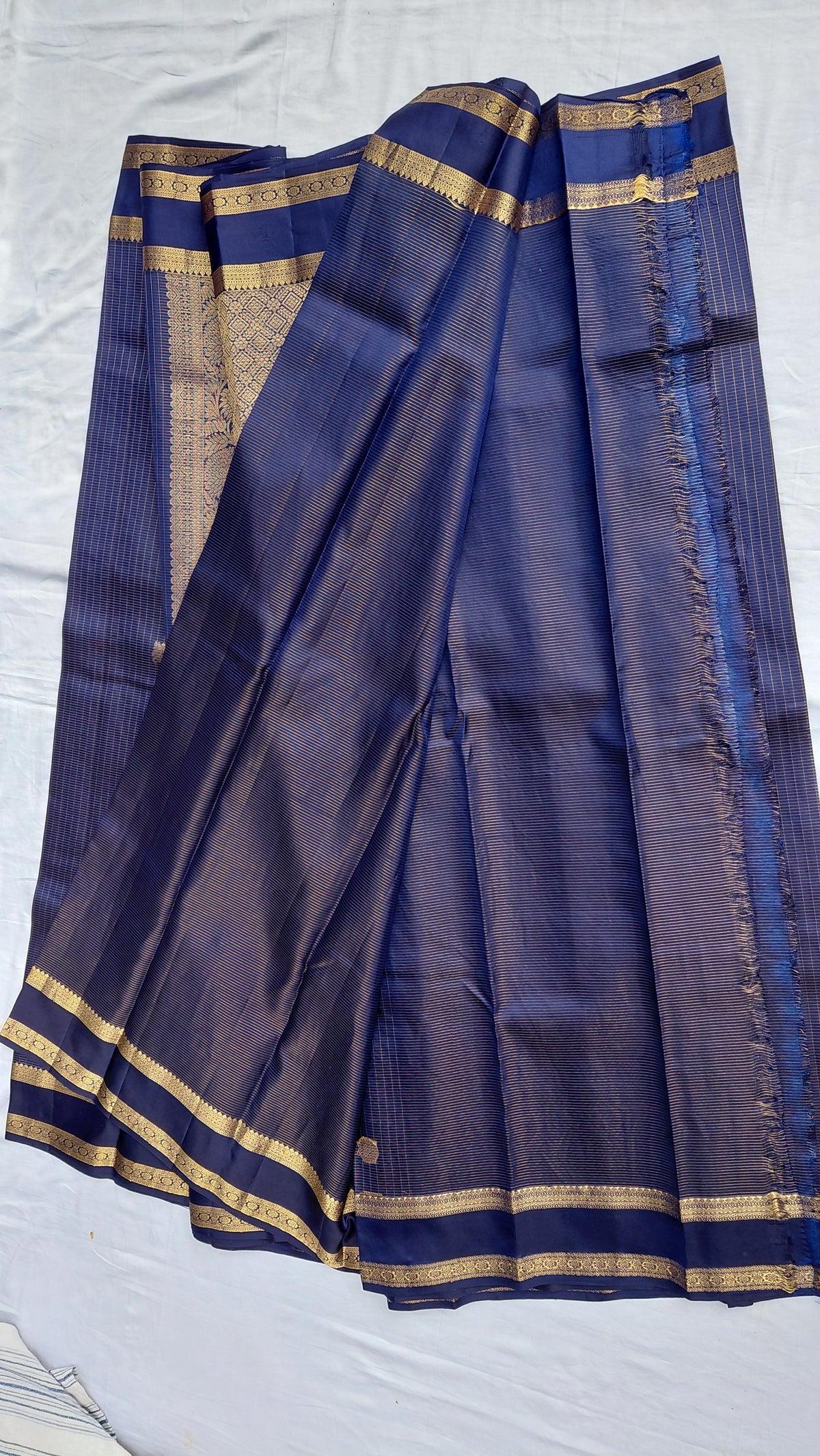 Royal Blue check Pure Silk Powerloom Kanjivaram