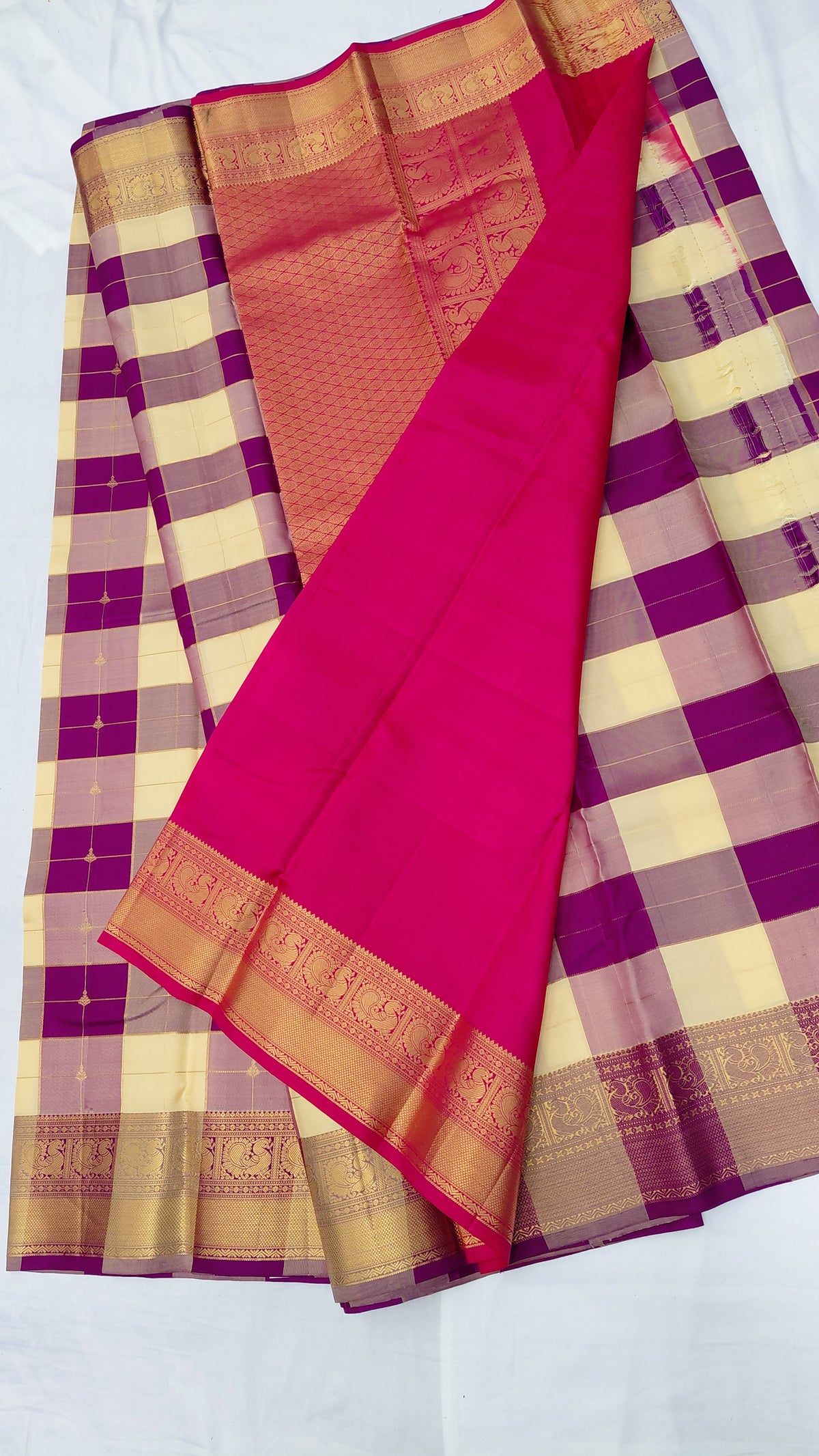 Check Pure Silk Powerloom Kanjivaram