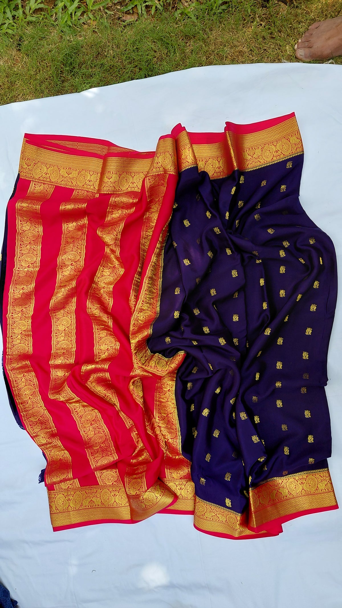 Pure Crepe Peacock Butta 130 GSM