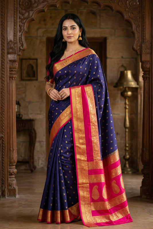 Pure Crepe Peacock Butta 130 GSM