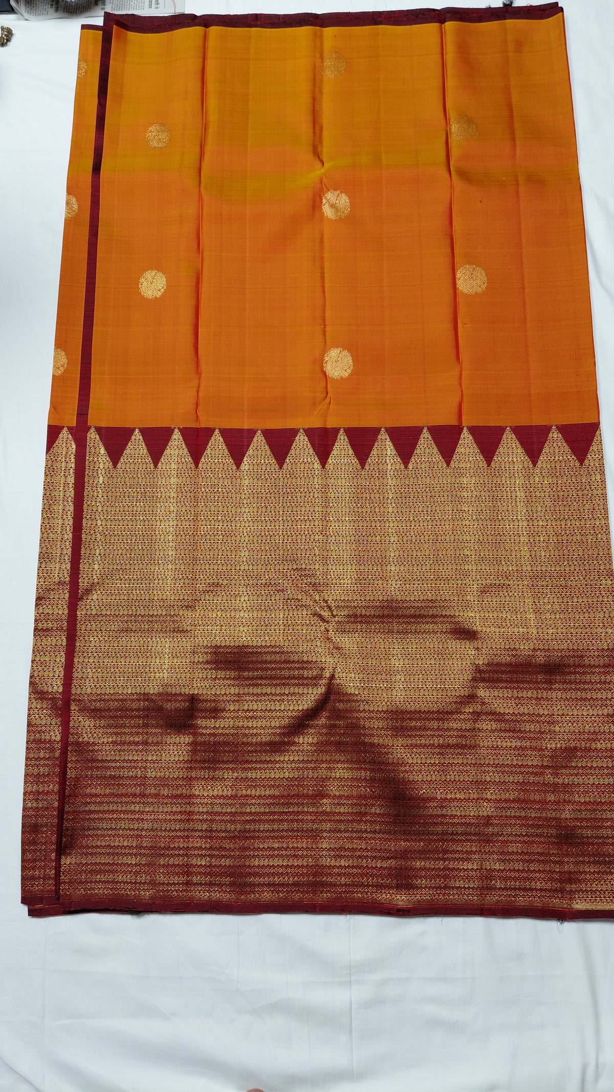 Orange Pure Silk Kanjivaram Heavy Handmade