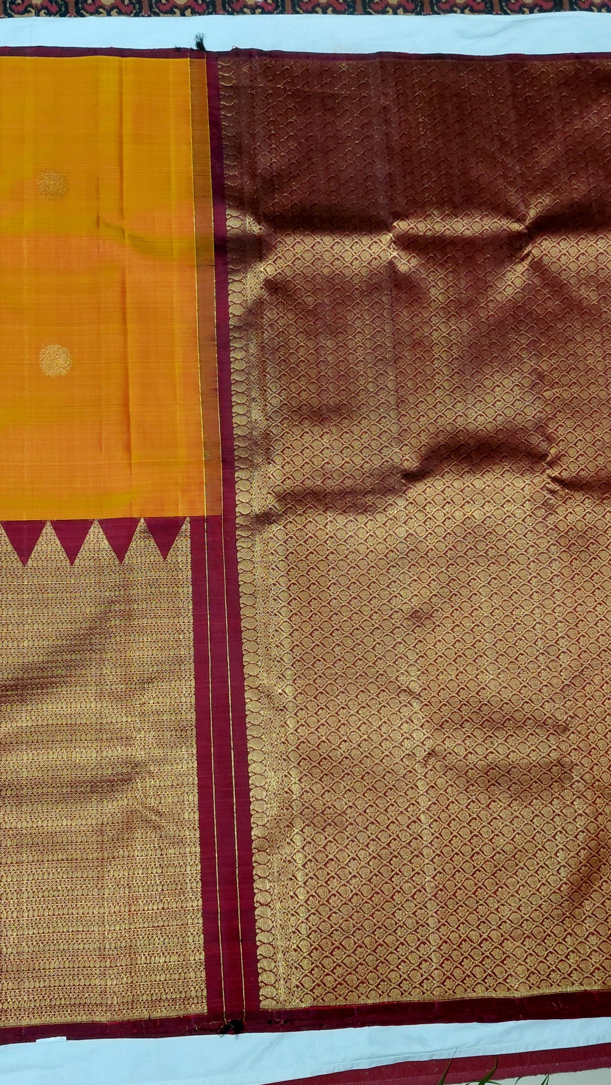 Orange Pure Silk Kanjivaram Heavy Handmade