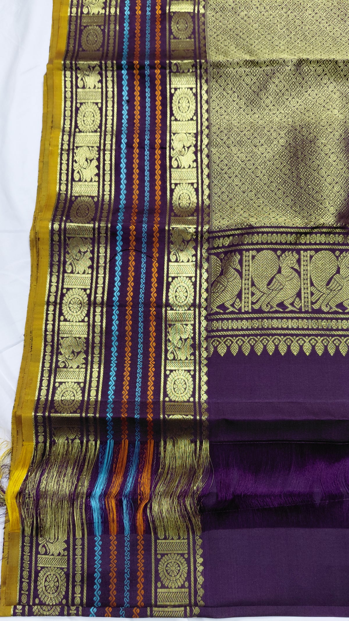 Rich Purple Pure Silk Kanjivaram Heavy Handmade