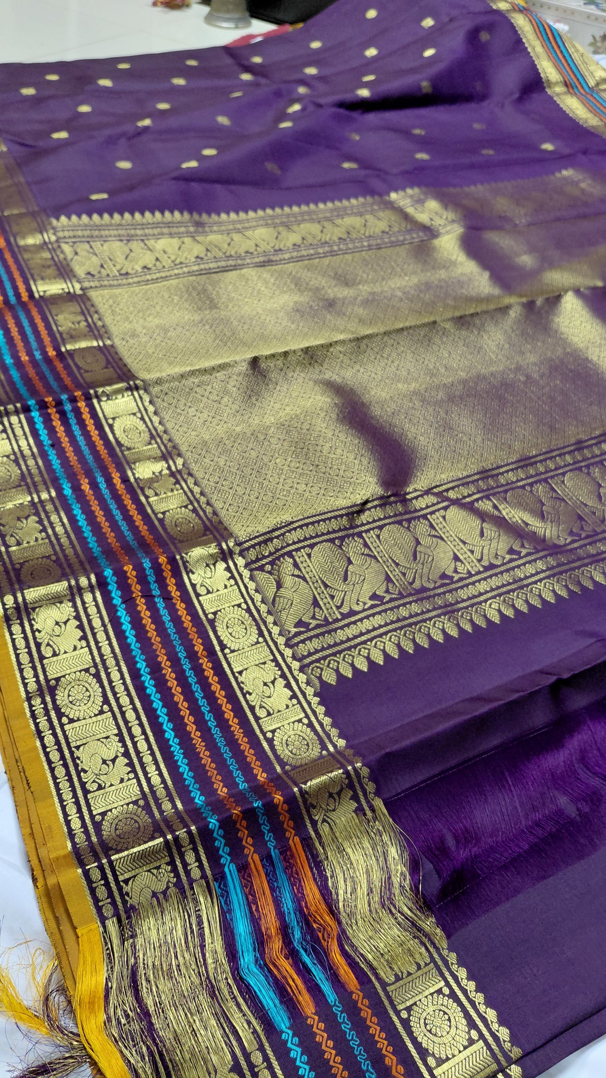 Rich Purple Pure Silk Kanjivaram Heavy Handmade