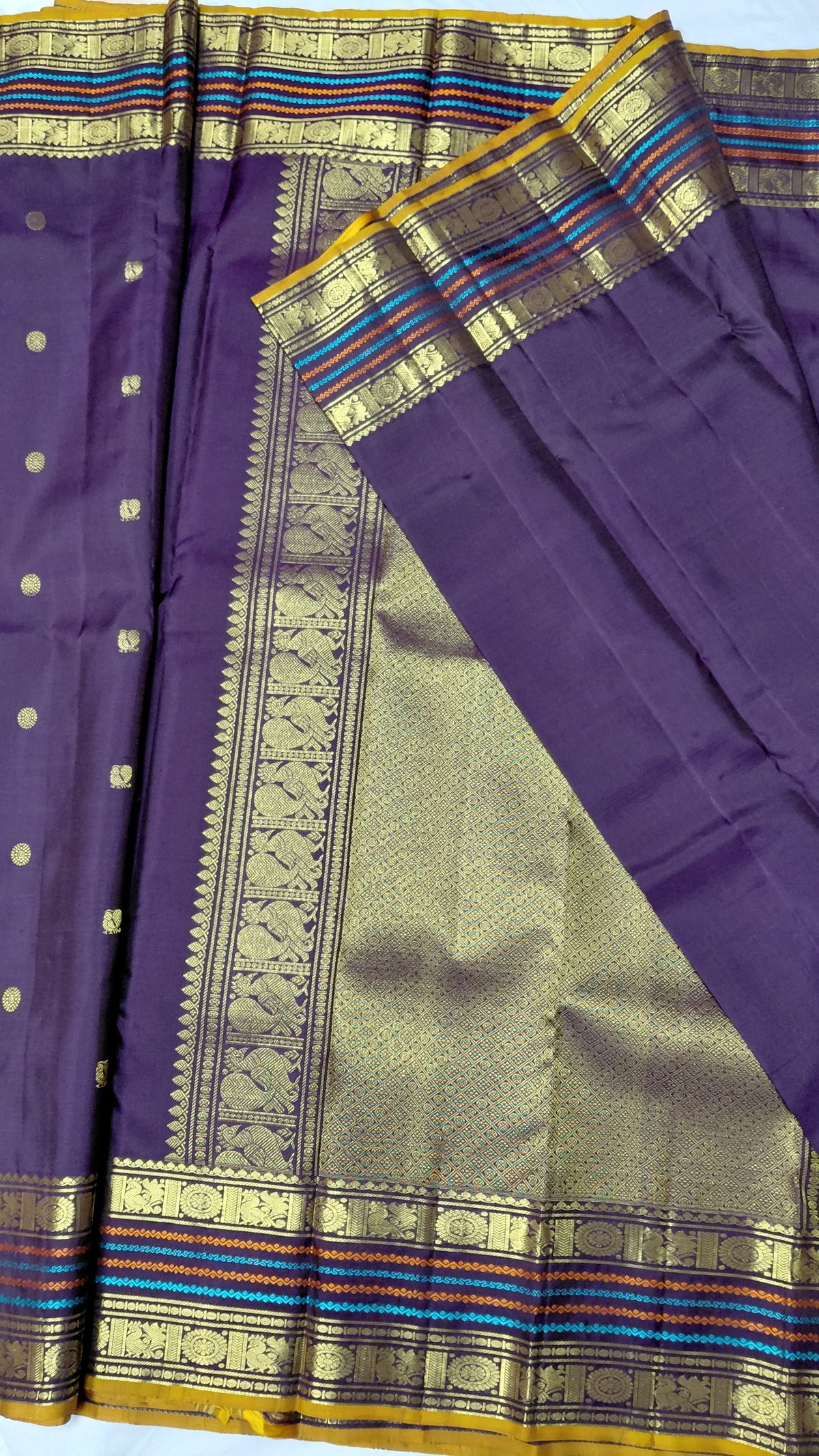 Rich Purple Pure Silk Kanjivaram Heavy Handmade