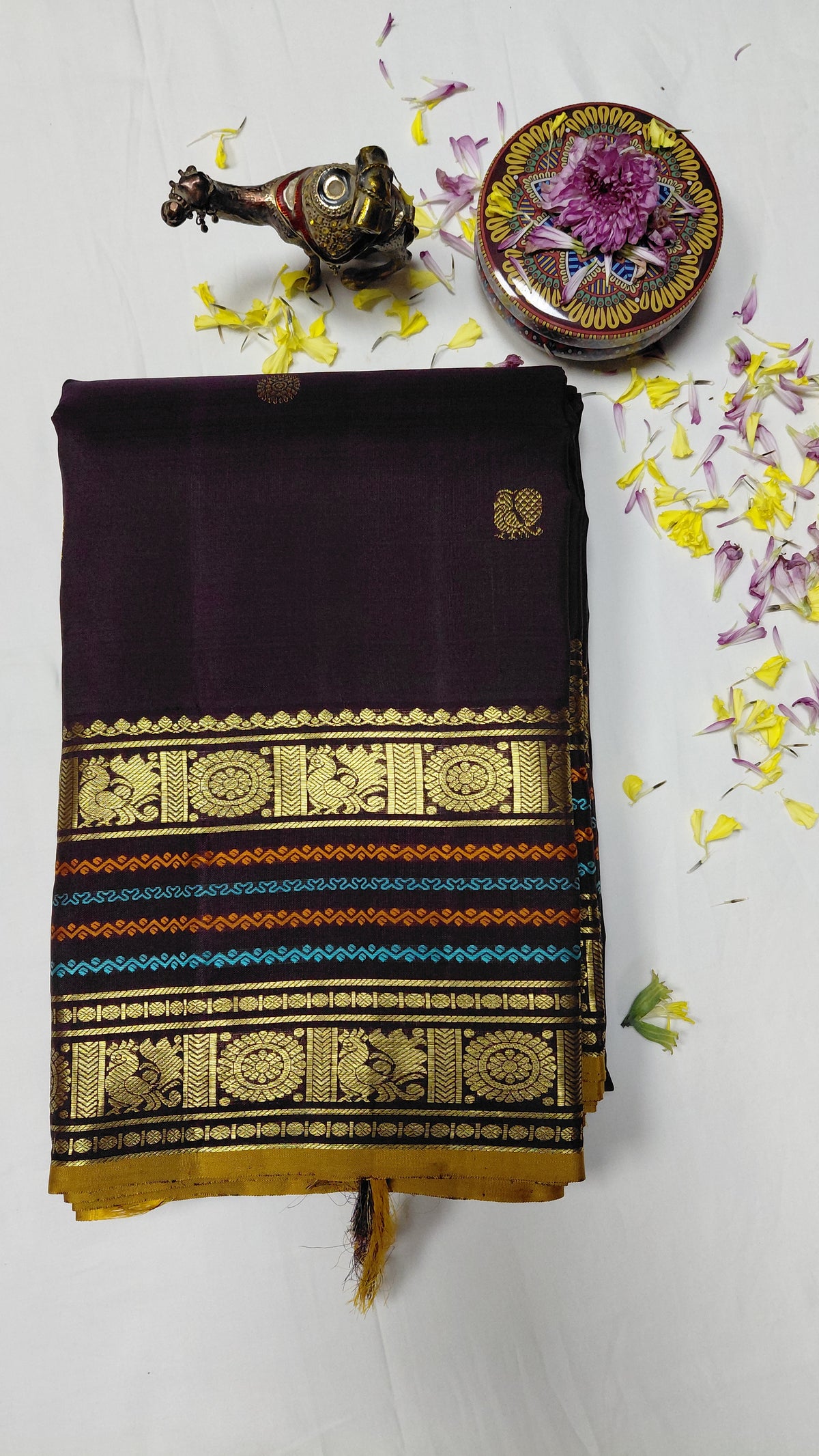 Rich Purple Pure Silk Kanjivaram Heavy Handmade
