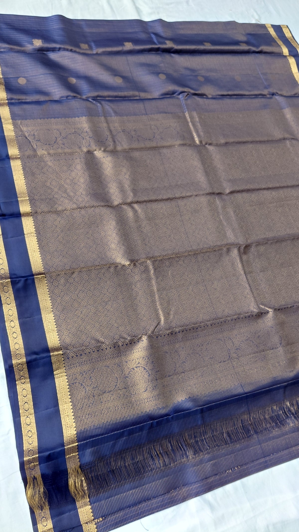 Royal Blue check Pure Silk Powerloom Kanjivaram
