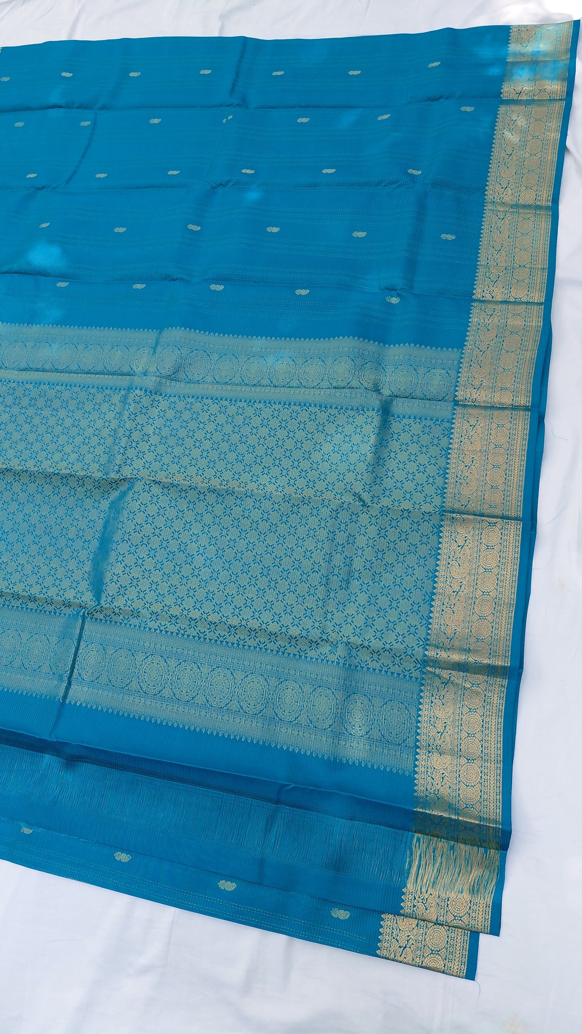 Tarquoise Blue Pure Silk Powerloom Kanjivaram