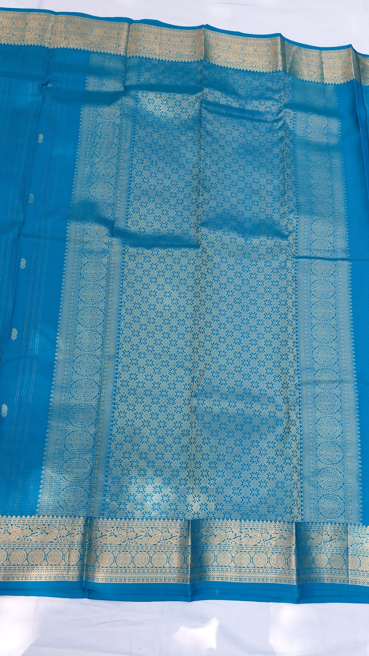 Tarquoise Blue Pure Silk Powerloom Kanjivaram