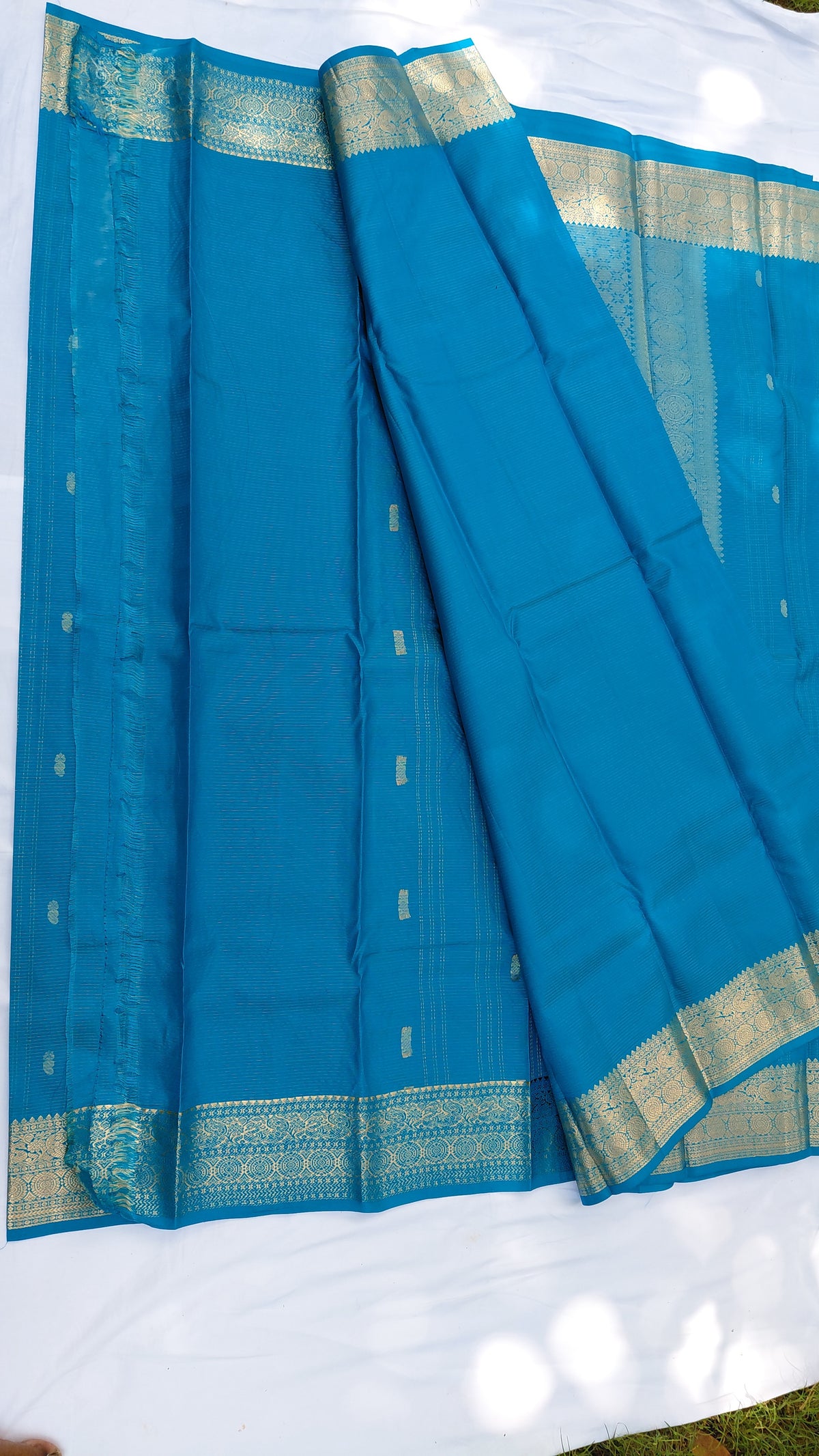 Tarquoise Blue Pure Silk Powerloom Kanjivaram