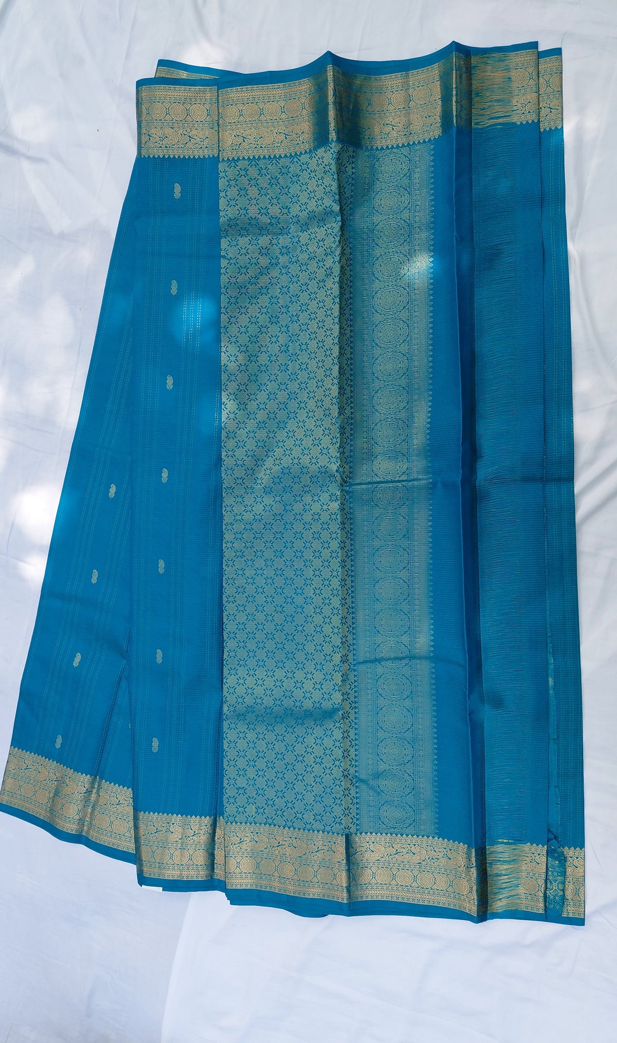 Tarquoise Blue Pure Silk Powerloom Kanjivaram