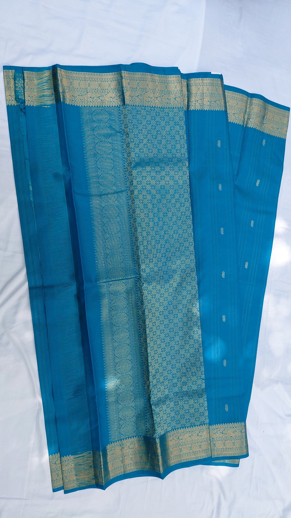 Tarquoise Blue Pure Silk Powerloom Kanjivaram