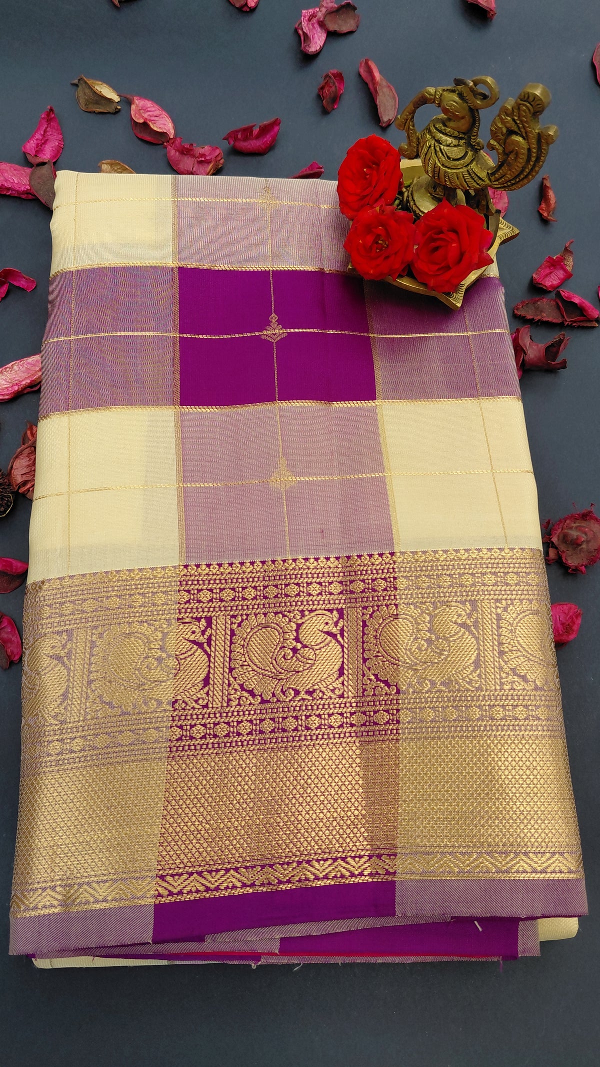 Check Pure Silk Powerloom Kanjivaram