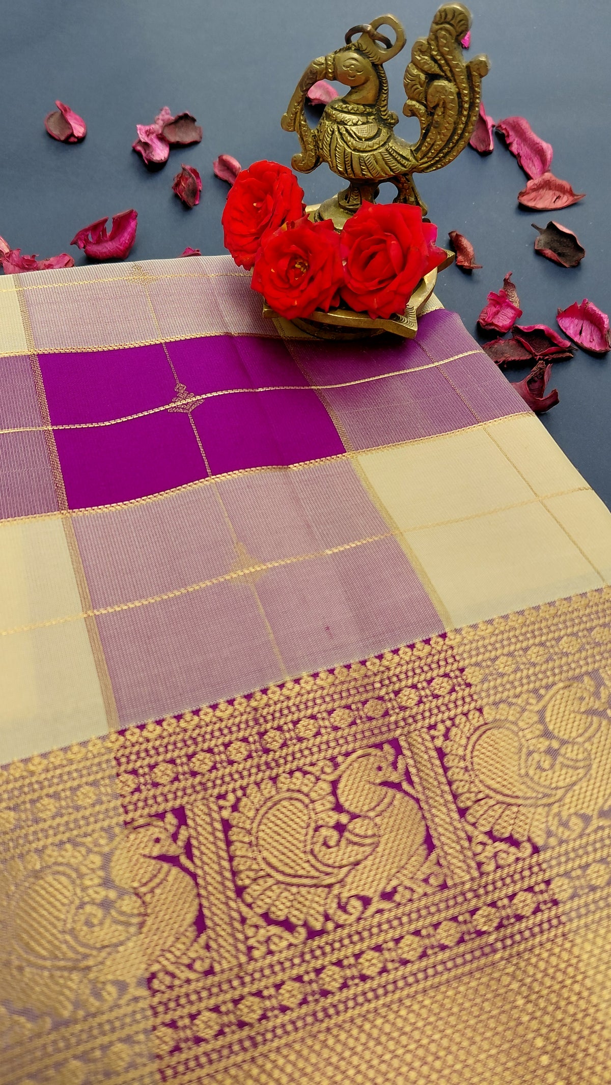 Check Pure Silk Powerloom Kanjivaram
