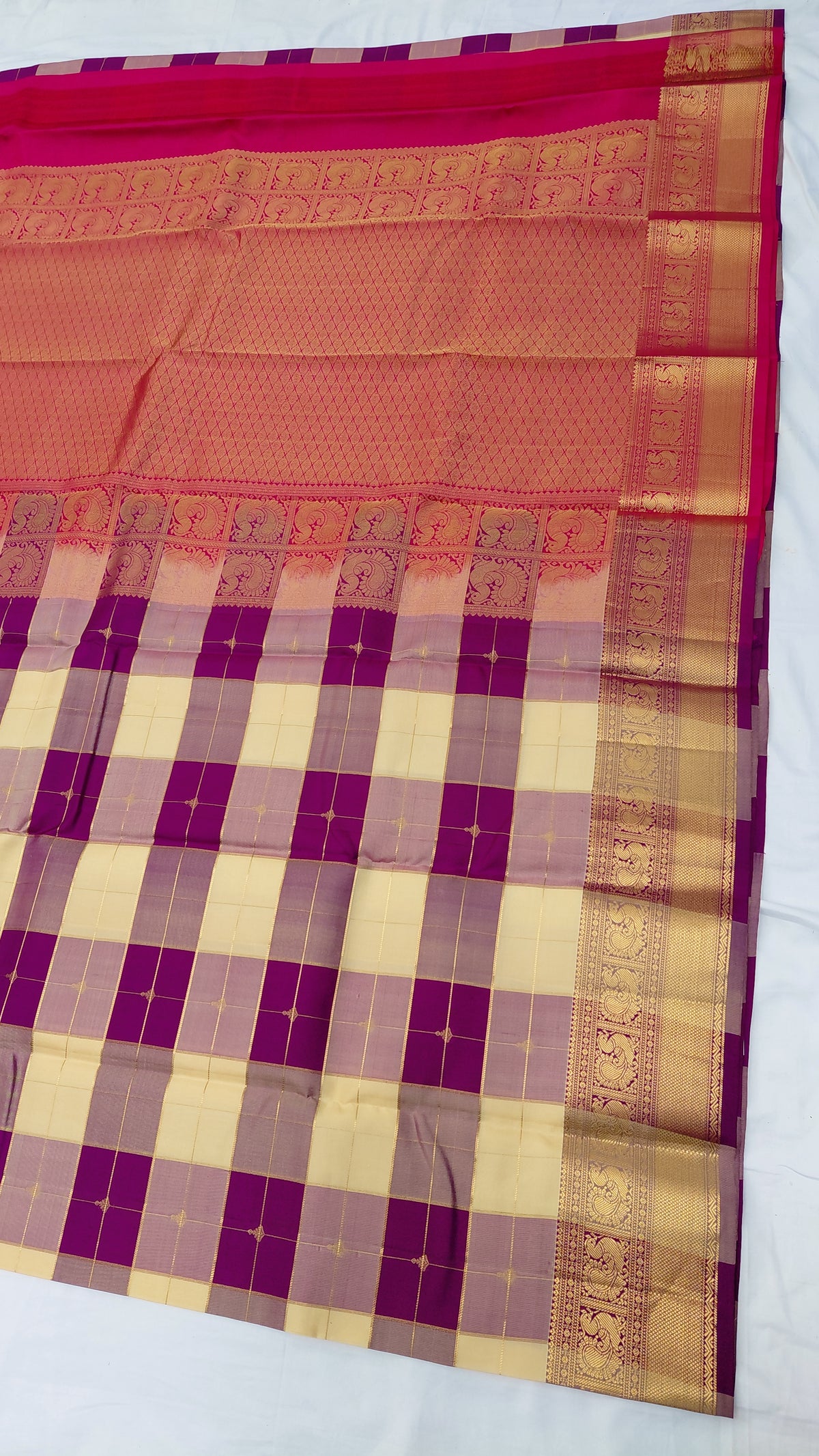 Check Pure Silk Powerloom Kanjivaram